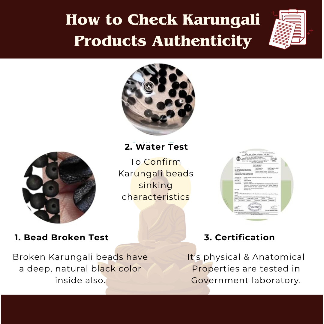 Original Karungali Mala 10mm, 8mm & 6mm with Govt. Certification